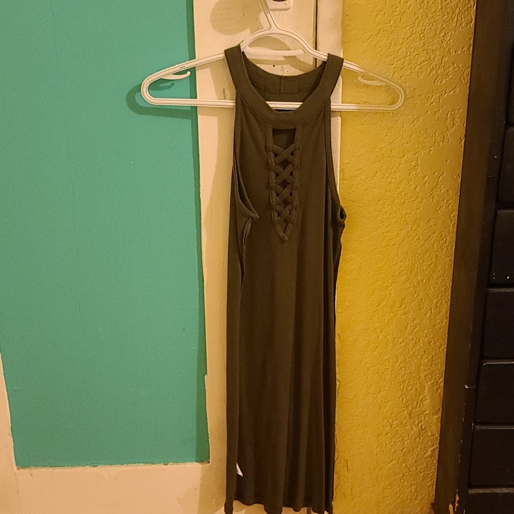 Army Green Cut Out Mini Dress